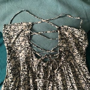 Floral dress with corset style open back